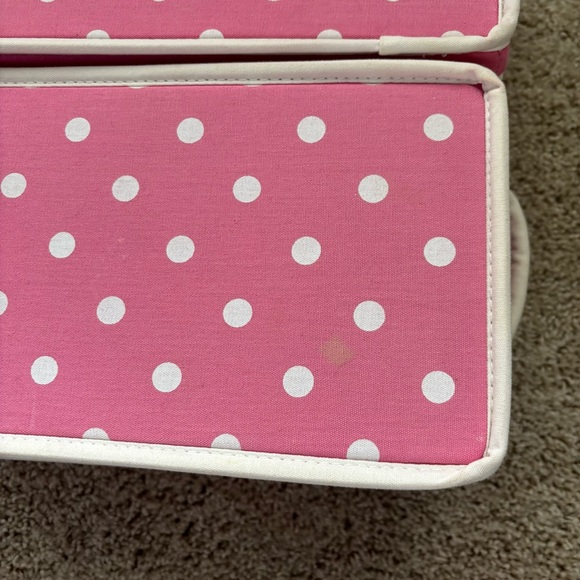 Pottery Barn Teen Dottie Canvas Pink Polka Dot Storage Bins - Picture 6 of 10